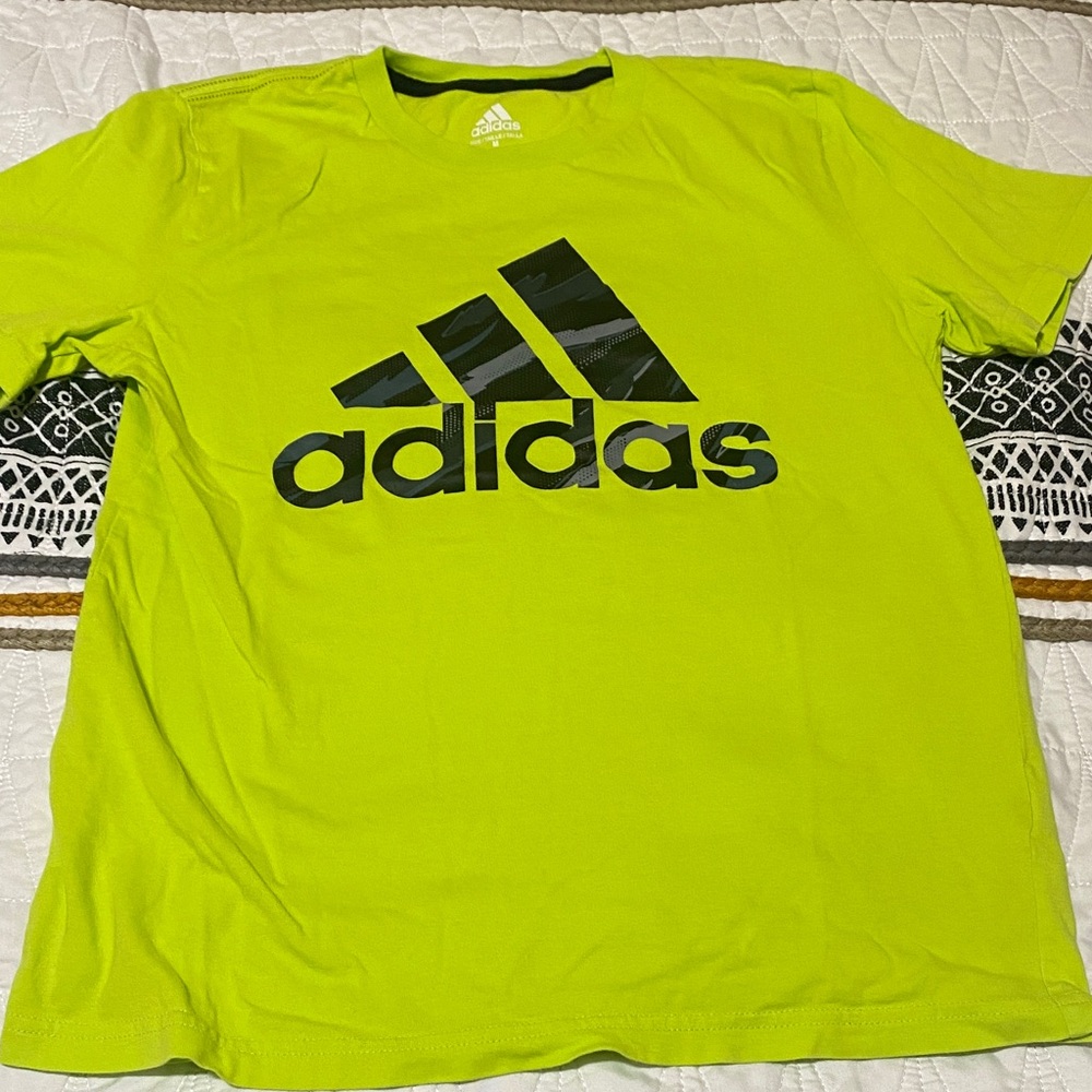 Adidas Men's Bright Green Tee with Black Logo